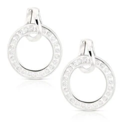 Ladies Diamond Circle Earrings 0.73ct 18K White Gold