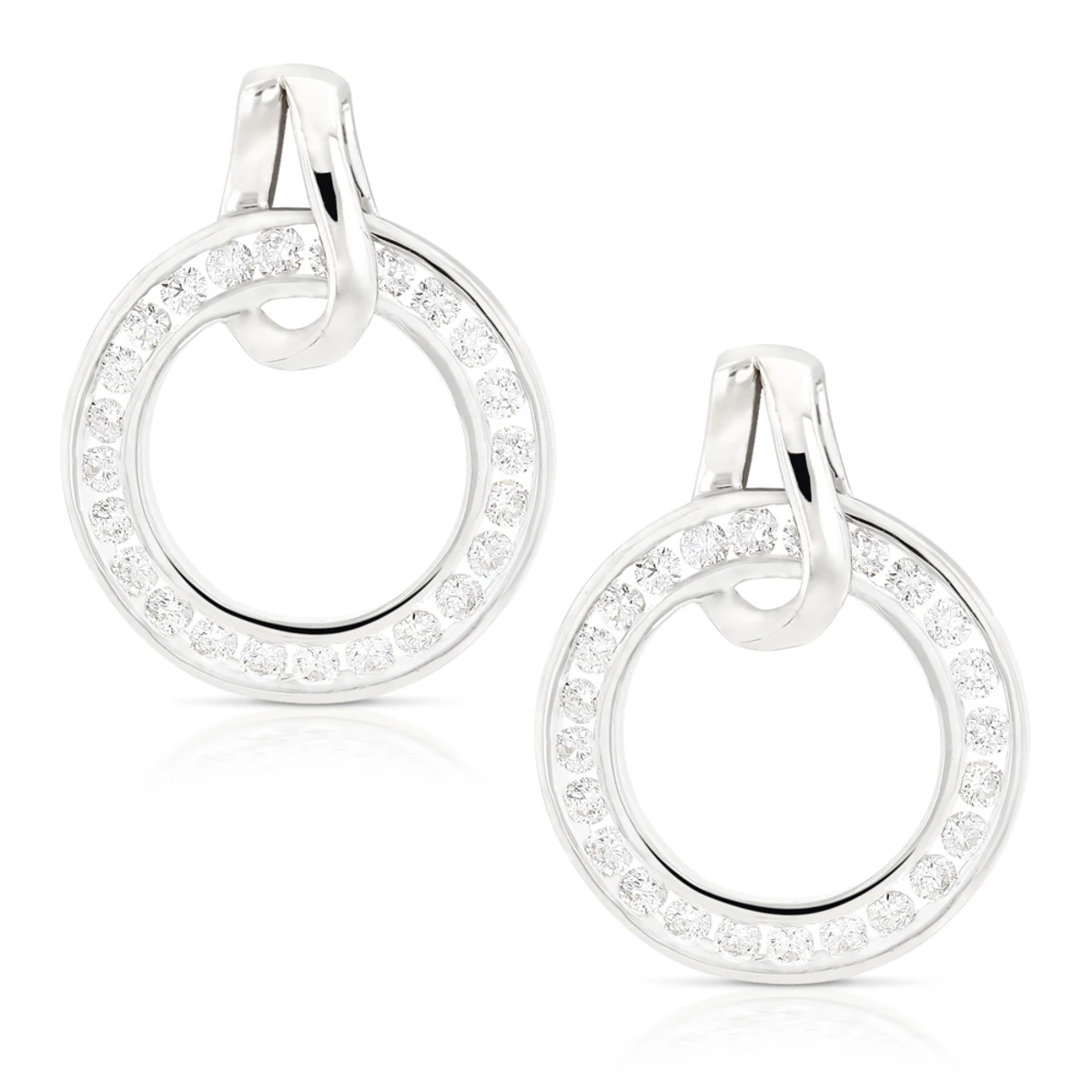 Ladies Diamond Circle Earrings 0.73ct 18K White Gold 3 Ladies Diamond Circle Earrings 0.73ct 18K White Gold