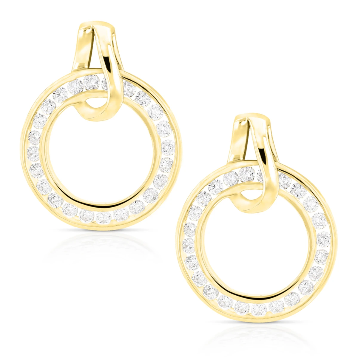 Ladies Diamond Circle Earrings 0.73ct 18K White Gold 4 Ladies Diamond Circle Earrings 0.73ct 18K White Gold - Image 2