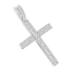 Ladies Diamond Crosses 14K White Gold Diamond Cross Pendant 1.36ct