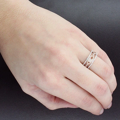 Ladies Diamond Cutout Ring 0.44ct 2 Tone 14K White Gold 5 Ladies Diamond Cutout Ring 0.44ct 2 Tone 14K White Gold - Image 3