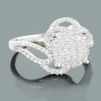 Ladies Diamond Engagement Ring 0.66ct 14K White Gold 3 Ladies Diamond Engagement Ring 0.66ct 14K White Gold