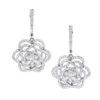 Ladies Diamond Flower Drop Earrings 2.9ct 14K White Gold Unique Design -Its Hot Jewelry Shop ladies diamond flower drop earrings 29ct 14k gold unique design 1