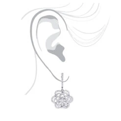 Ladies Diamond Flower Drop Earrings 2.9ct 14K White Gold Unique Design -Its Hot Jewelry Shop ladies diamond flower drop earrings 29ct 14k gold unique design 3