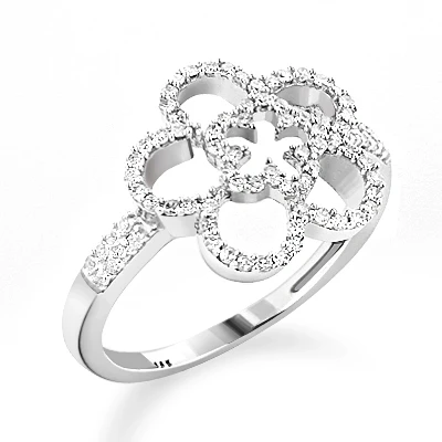 Ladies Diamond Flower Ring 0.34ct 14K White Gold 3 Ladies Diamond Flower Ring 0.34ct 14K White Gold