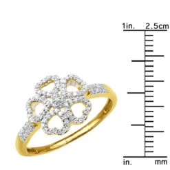 Ladies Diamond Heart Ring 0.36ct 14K Yellow Gold -Its Hot Jewelry Shop ladies diamond heart ring 036ct 14k flower jewelry ruler yellow