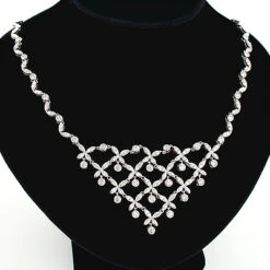 Ladies Diamond Designer Flower Necklace 4.5ct 14K White Gold -Its Hot Jewelry Shop ladies diamond necklaces designer flower necklace 45ct 14k 4