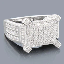 Unique Engagement Or Right Hand Ladies Diamond Ring 14K White Gold 1.35ct