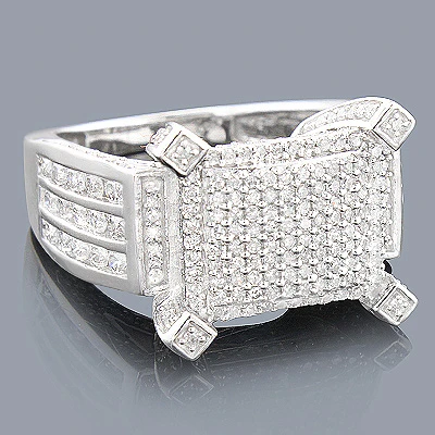 Unique Engagement Or Right Hand Ladies Diamond Ring 14K White Gold 1.35ct 3 Unique Engagement Or Right Hand Ladies Diamond Ring 14K White Gold 1.35ct