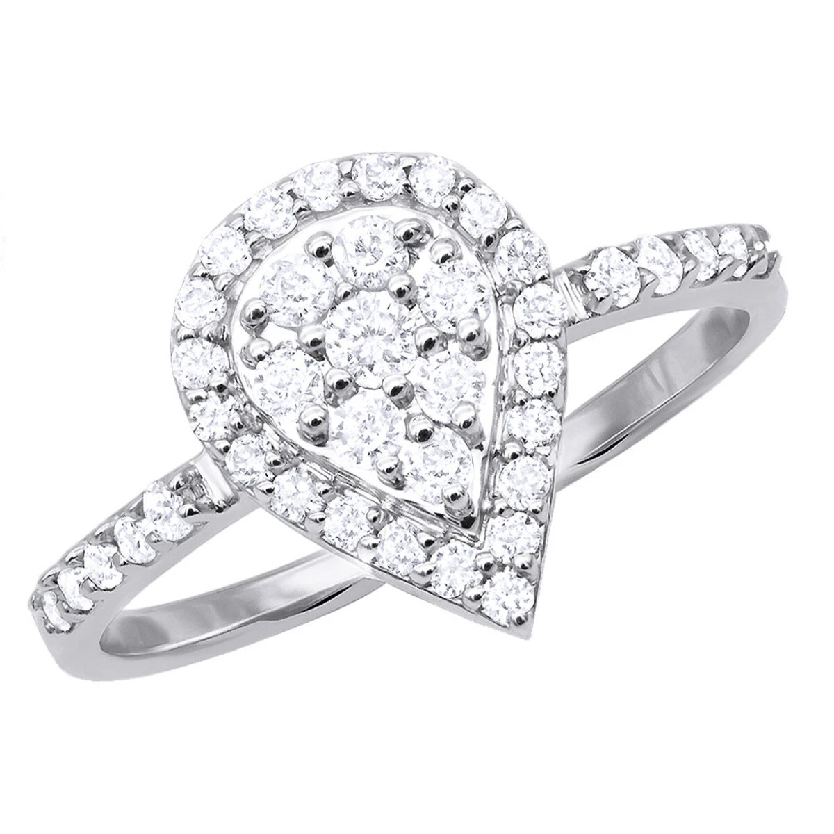 Ladies 14K White Gold Cluster Diamond Ring 0.62ct 3 Ladies 14K White Gold Cluster Diamond Ring 0.62ct