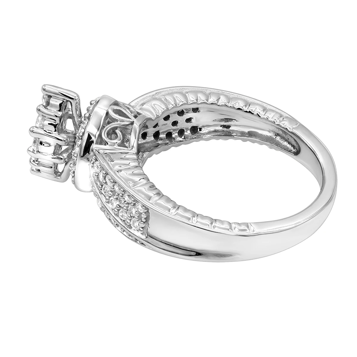 Ladies 14K White Gold Cluster Diamond Ring 0.75ct 6 Ladies 14K White Gold Cluster Diamond Ring 0.75ct - Image 4