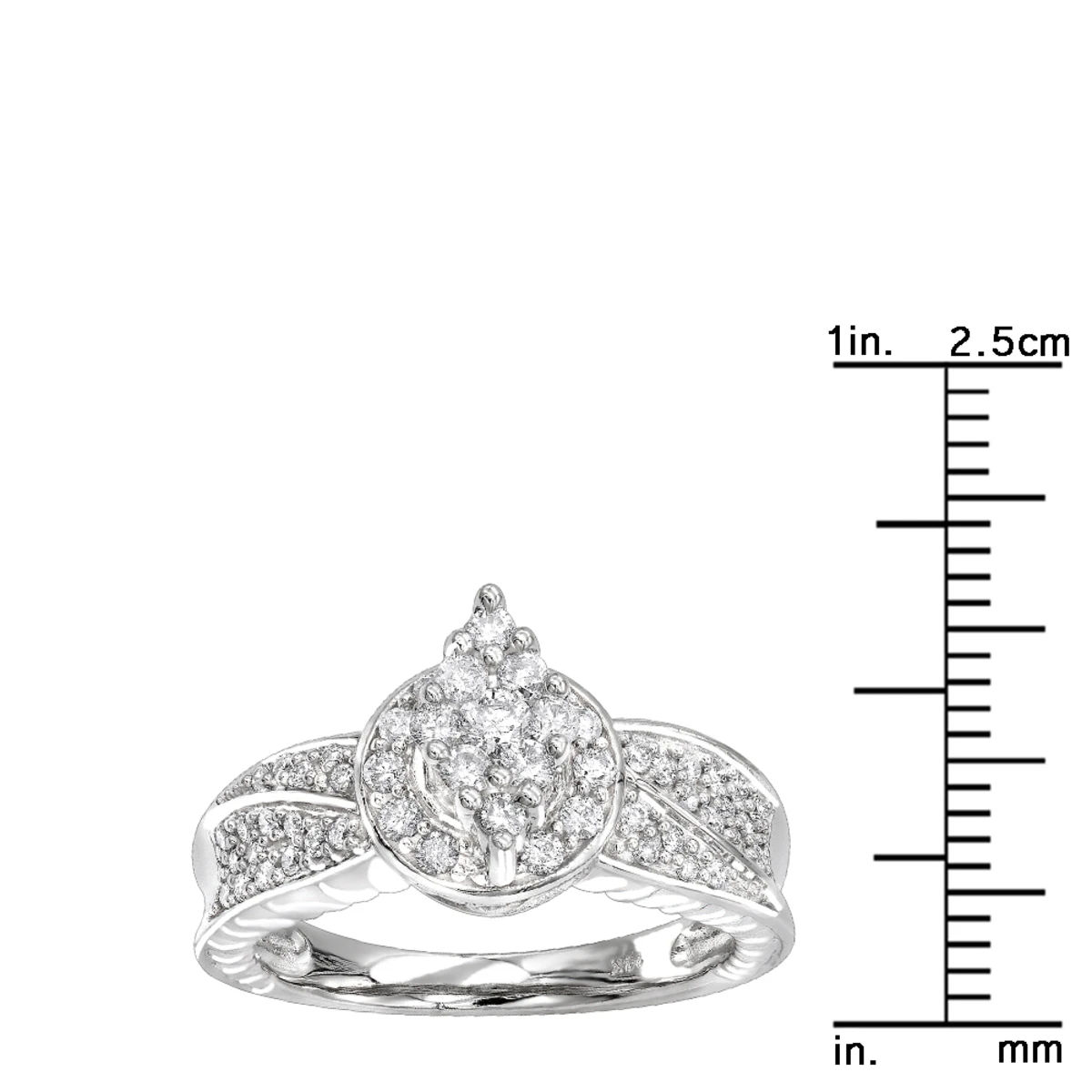 Ladies 14K White Gold Cluster Diamond Ring 0.75ct 7 Ladies 14K White Gold Cluster Diamond Ring 0.75ct - Image 5