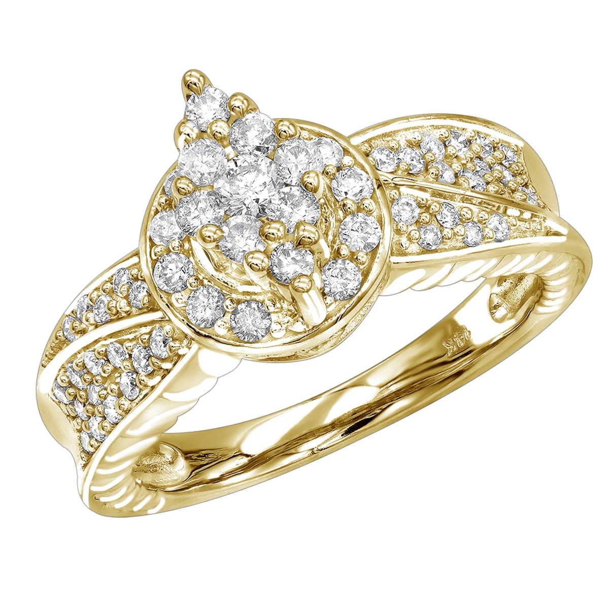 Ladies 14K White Gold Cluster Diamond Ring 0.75ct 4 Ladies 14K White Gold Cluster Diamond Ring 0.75ct - Image 2