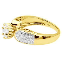 Ladies 14K White Gold Cluster Diamond Ring 0.99ct -Its Hot Jewelry Shop ladies diamond rings 14k cluster diamond ring 099ct p 6790 back yellow