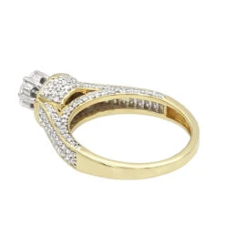 Affordable Cluster Diamond Engagement Ring For Women W Halo 0.9ct 14K Yellow Gold -Its Hot Jewelry Shop ladies diamond rings 14k cluster diamond ring 105ct p 6796 backye