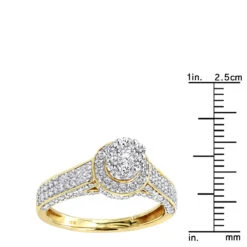 Affordable Cluster Diamond Engagement Ring For Women W Halo 0.9ct 14K Yellow Gold -Its Hot Jewelry Shop ladies diamond rings 14k cluster diamond ring 105ct p 6796 rulerye