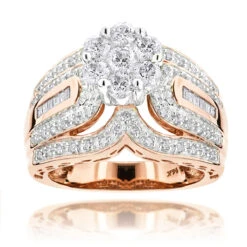 Ladies 14K Yellow Gold Cluster Diamond Ring 1.83ct -Its Hot Jewelry Shop ladies diamond rings 14k cluster diamond ring 183ct p 6801 ro