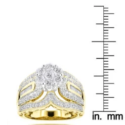 Ladies 14K Yellow Gold Cluster Diamond Ring 1.83ct -Its Hot Jewelry Shop ladies diamond rings 14k cluster diamond ring 183ct p 6801 rulerye