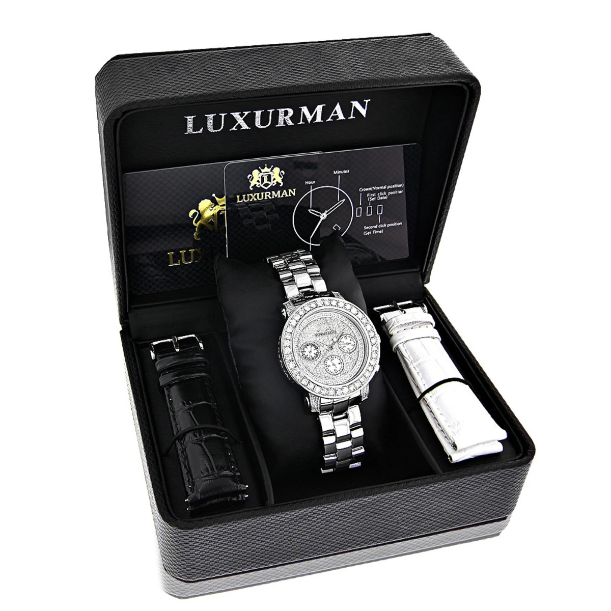 Ladies Diamond Watch 3ct Luxurman Diamond Watch 6 Ladies Diamond Watch 3ct Luxurman Diamond Watch - Image 4