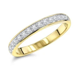Thin Ladies Diamond Wedding Band 0.3ct 14K Yellow Gold Stackable Ring
