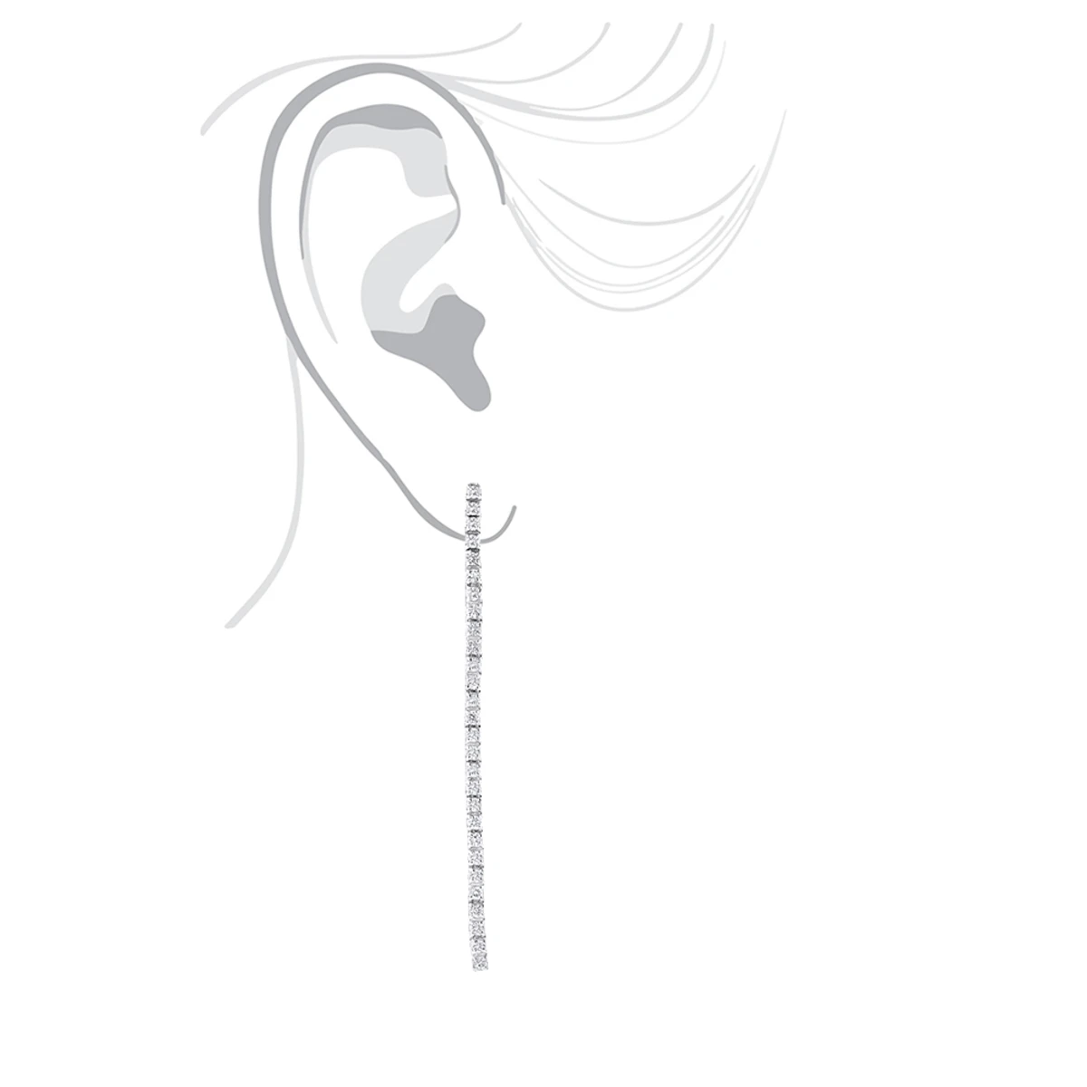 Ladies Earrings 14K White Gold String Diamond Earrings 1.54ct 8 Ladies Earrings 14K White Gold String Diamond Earrings 1.54ct - Image 6