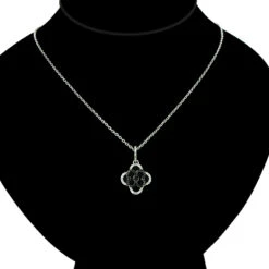 Ladies Flower Pendant With Black And White Diamonds 0.28ct 14K White Gold -Its Hot Jewelry Shop ladies flower pendant with black and white diamonds 028ct 14k gold 4