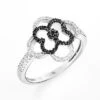 Ladies Flower Ring With Black And White Diamonds 0.31ct 14K White Gold -Its Hot Jewelry Shop ladies flower ring with black and white diamonds 031ct 14k gold 1