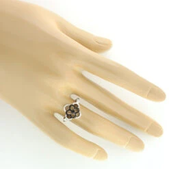 Ladies Flower Ring With Black And White Diamonds 0.31ct 14K White Gold -Its Hot Jewelry Shop ladies flower ring with black and white diamonds 031ct 14k gold 3