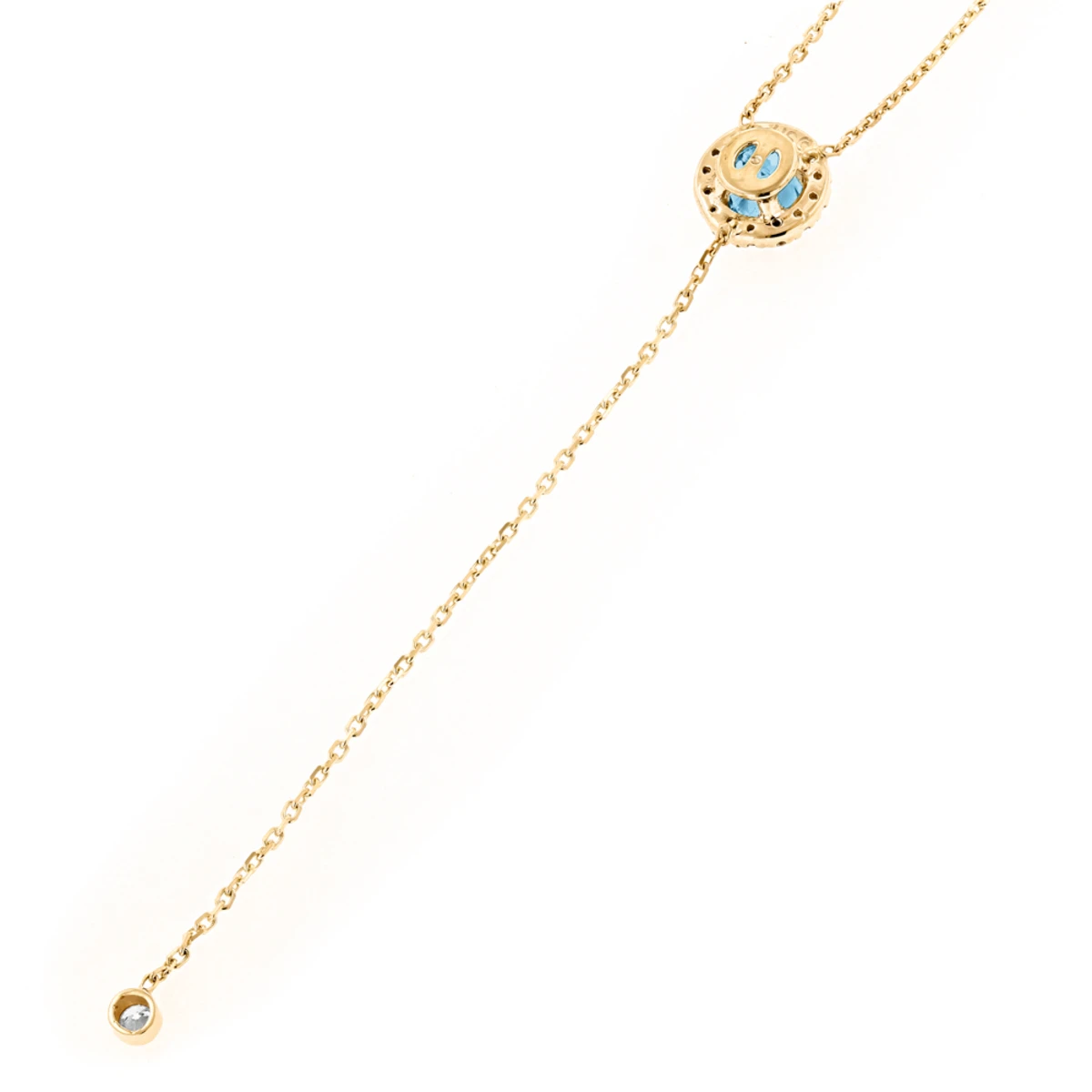Ladies March Birthstone Customizable 14K Yellow Gold Diamond Aquamarine Y Necklace 6 Ladies March Birthstone Customizable 14K Yellow Gold Diamond Aquamarine Y Necklace - Image 4