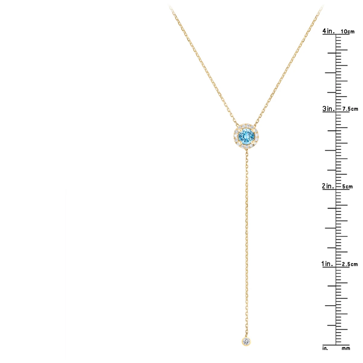 Ladies March Birthstone Customizable 14K Yellow Gold Diamond Aquamarine Y Necklace 8 Ladies March Birthstone Customizable 14K Yellow Gold Diamond Aquamarine Y Necklace - Image 6
