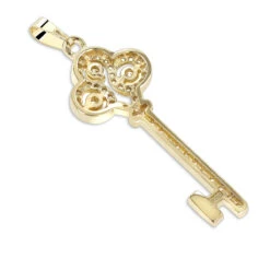 Ladies Necklaces 14K Yellow Gold Diamond Key Pendant 2 Carats -Its Hot Jewelry Shop ladies necklaces 14k gold diamond key pendant 200ct p 7098 backye