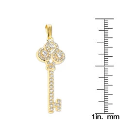 Ladies Necklaces 14K Yellow Gold Diamond Key Pendant 2 Carats -Its Hot Jewelry Shop ladies necklaces 14k gold diamond key pendant 200ct p 7098 rulerye