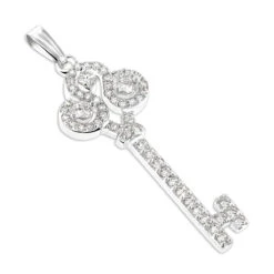 Ladies Necklaces 14K Yellow Gold Diamond Key Pendant 2 Carats -Its Hot Jewelry Shop ladies necklaces 14k gold diamond key pendant 200ct p 7098 wh