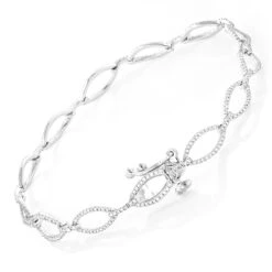 Ladies Oval Link DIamond Bracelet 0.65ct 14K White Gold -Its Hot Jewelry Shop ladies oval link diamond bracelet 065ct 14k gold backwh