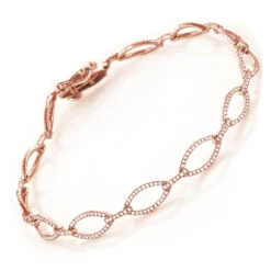 Ladies Oval Link DIamond Bracelet 0.65ct 14K White Gold -Its Hot Jewelry Shop ladies oval link diamond bracelet 065ct 14k gold ro