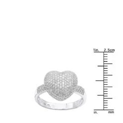 Ladies Pave Diamond Heart Ring 1 Carat 14K Yellow Gold -Its Hot Jewelry Shop ladies pave diamond heart ring 099ct 14k p 42938 ruler