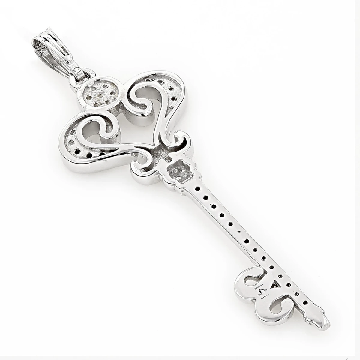 Ladies Pendants 14K White Gold Diamond Key Necklace Pendant 0.70ct 6 Ladies Pendants 14K White Gold Diamond Key Necklace Pendant 0.70ct - Image 4