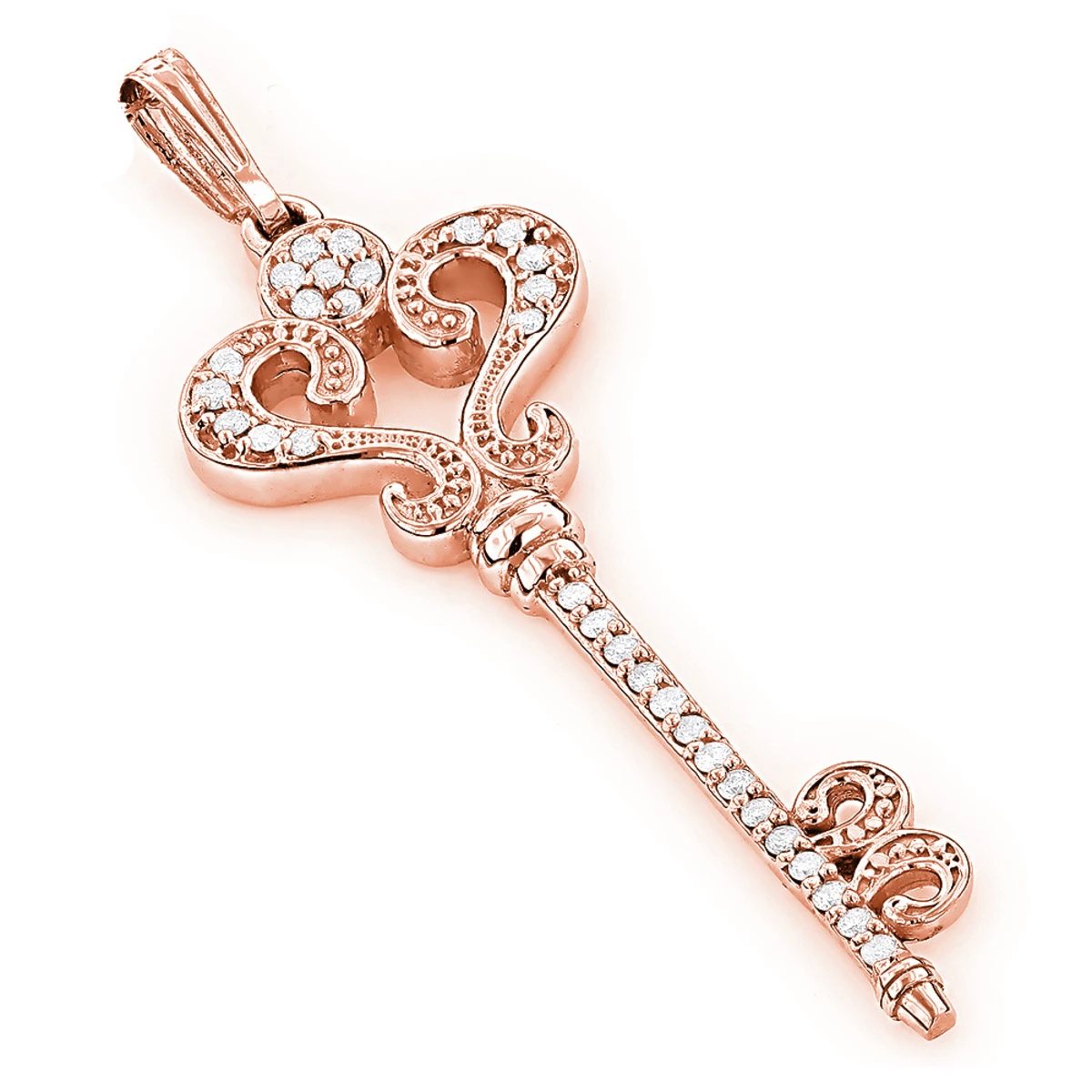 Ladies Pendants 14K White Gold Diamond Key Necklace Pendant 0.70ct 5 Ladies Pendants 14K White Gold Diamond Key Necklace Pendant 0.70ct - Image 3