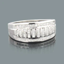 Ladies Round Baguette Diamond Wedding Band 1.05ct 14K Rose Gold