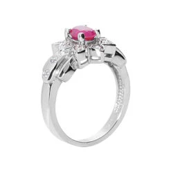 Ladies Ruby And Diamond Flower Ring 14K White Gold 0.20ctd 0.75ctr -Its Hot Jewelry Shop ladies ruby and diamond flower ring 14k 020ctd 075ctr p 29194 back white