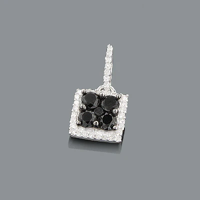 Ladies Silver Pendant With Black And White Diamonds 0.65ct 3 Ladies Silver Pendant With Black And White Diamonds 0.65ct