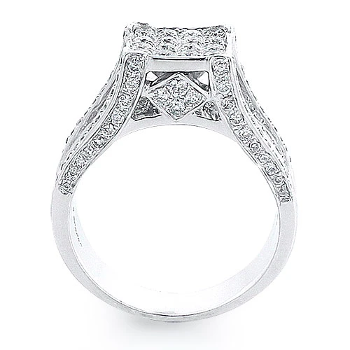 Ladies Square Diamond Engagement Ring 1.6ct 14K White Gold 4 Ladies Square Diamond Engagement Ring 1.6ct 14K White Gold - Image 2