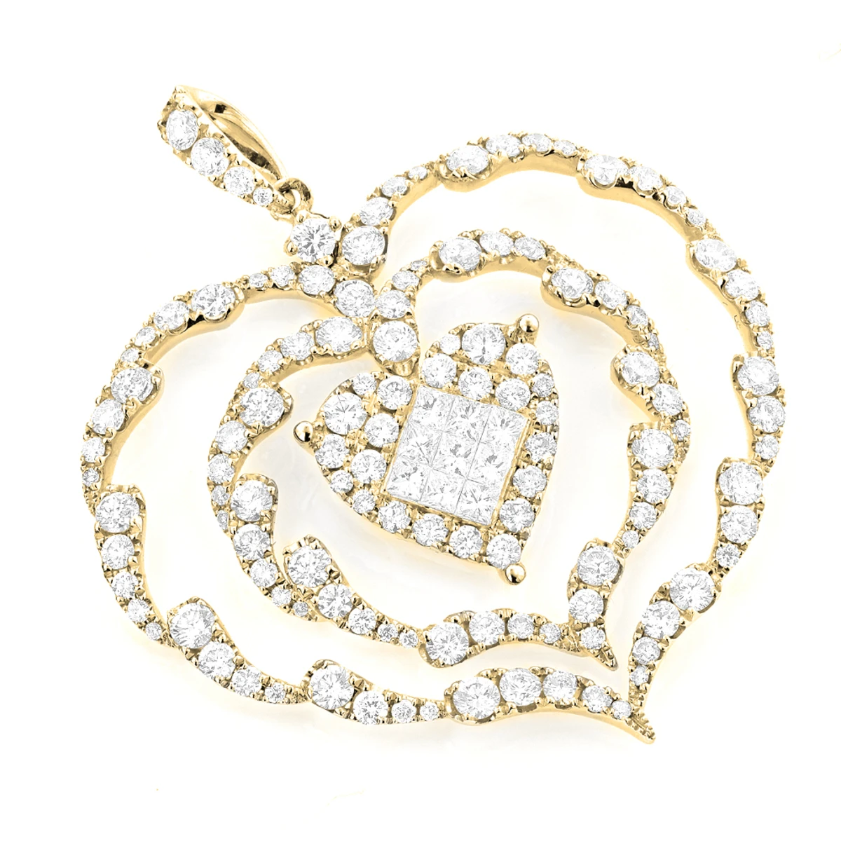 Ladies Unique Diamond Heart Pendant 3ct 14K White Gold 6 Ladies Unique Diamond Heart Pendant 3ct 14K White Gold - Image 4