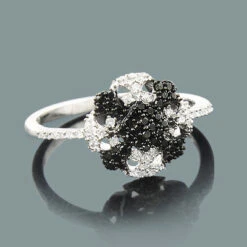Ladies White Black Diamond Ring 0.31ct 14K White Gold