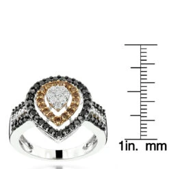 Ladies White Brown Black Diamond Ring 1.11ct 14K White Gold -Its Hot Jewelry Shop ladies white brown black diamond ring 111ct 14k gold rulerwh