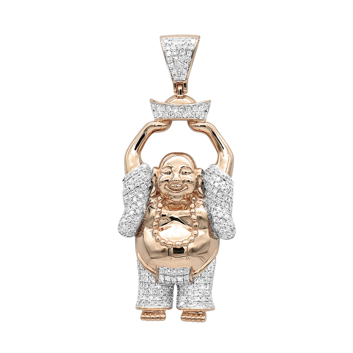 Large 1 Carat 10K Yellow Gold Smiling Diamond Buddha Pendant For Men 5 Large 1 Carat 10K Yellow Gold Smiling Diamond Buddha Pendant For Men - Image 3