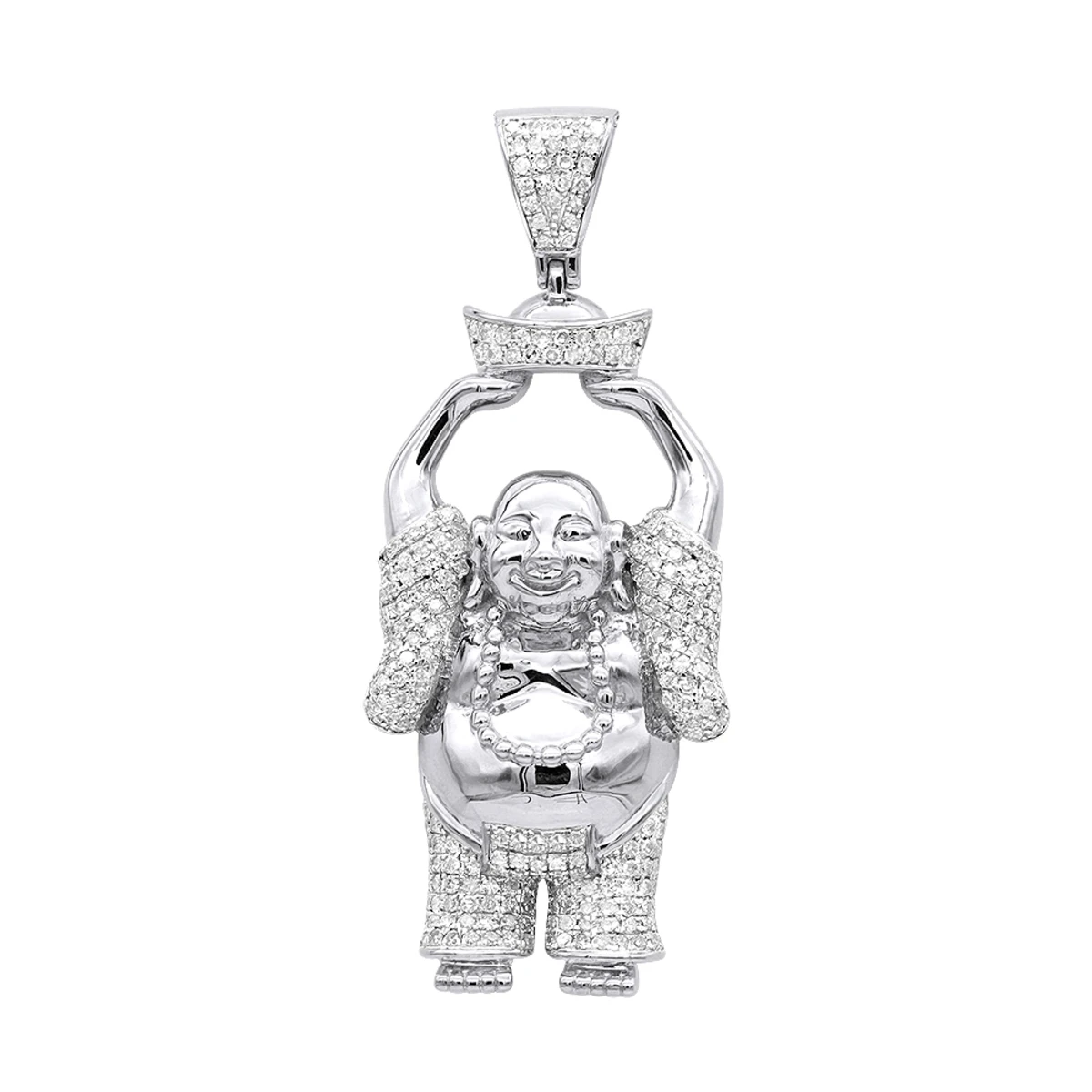 Large 1 Carat 10K Yellow Gold Smiling Diamond Buddha Pendant For Men 4 Large 1 Carat 10K Yellow Gold Smiling Diamond Buddha Pendant For Men - Image 2