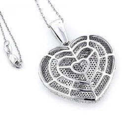 Large 14K White Gold Diamond Heart Pendant For Women 5.35ct 11 Large 14K White Gold Diamond Heart Pendant For Women 5.35ct -Its Hot Jewelry Shop large 14k fully paved diamond heart pendant 535ct p 22370 backwh