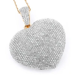 Large 14K White Gold Diamond Heart Pendant For Women 5.35ct 10 Large 14K White Gold Diamond Heart Pendant For Women 5.35ct -Its Hot Jewelry Shop large 14k fully paved diamond heart pendant 535ct p 22370 ro