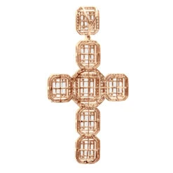 Large 14K Yellow Gold Diamond Cross Pendant For Men W Baguette & Round Diamonds 5Ct 15 Large 14K Yellow Gold Diamond Cross Pendant For Men W Baguette & Round Diamonds 5Ct -Its Hot Jewelry Shop large 14k gold mens diamond cross pendant w baguette round diamonds 5ct 803236 back rose